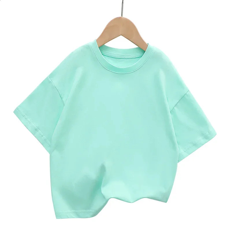 Summer Childrens Short Sleeved T-shirt Fashion Kids Shoulder Down T-shirt Top Cotton Trendy Student Tee 2-12 Years Old 250207