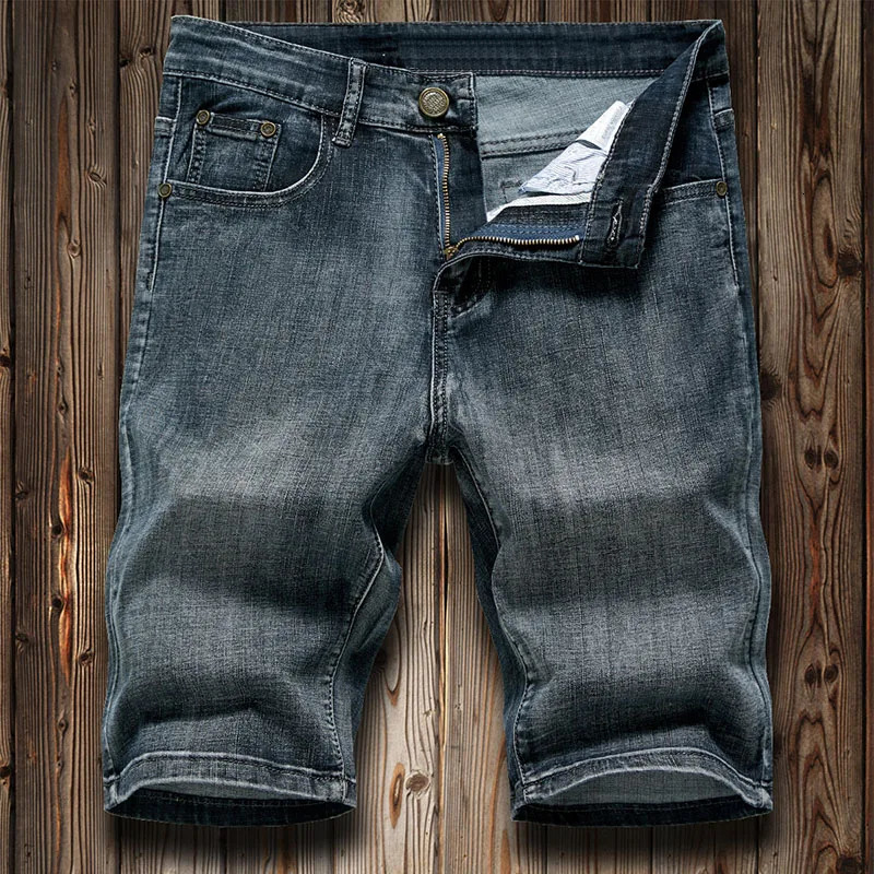 Korean Version Man Blue Shorts Classic Mens Denim Knee Pants Straight Sports Casual Short Plus Size 2840 250207