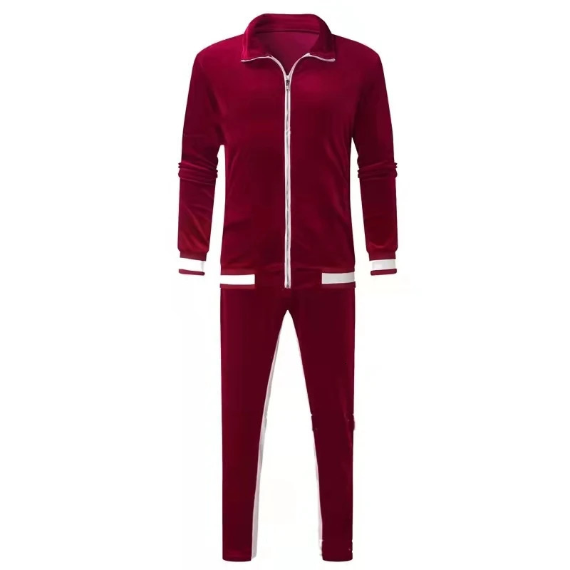 Spring Autumn Mens Velvet Set Sport Two Piece Suit Male Plus Velour Hoodies Pants Sweatshirt Sportswear Tracksuit For Men 5XL 250207