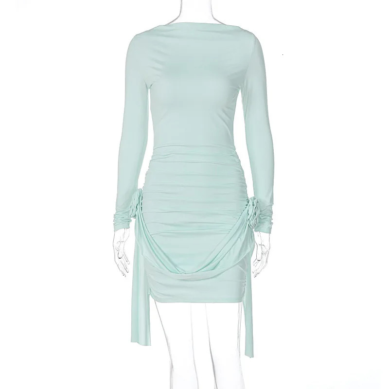Dulzura Women 2024 Autumn Winter Long Sleeve Party Club Streetwear Bodycon Short Mini Dress Wholesale Items For Business 412422G 250206
