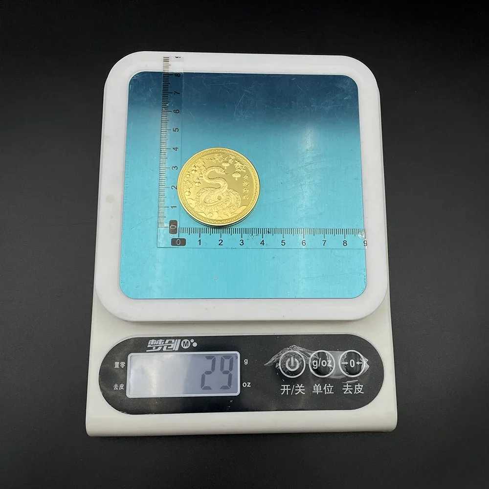 2025 Snake Year Gold Coin Collectibles Chinese Zodiac Challenge Coin Happy New Year Decoration Feng Shui Mascot Medal W250207