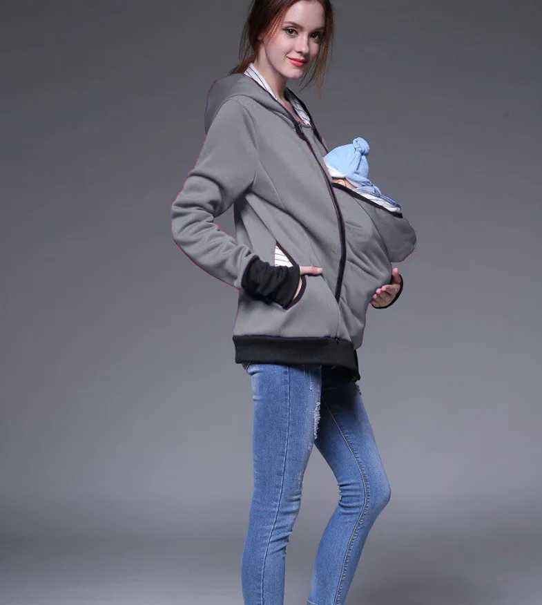 European and American popular multifunctional three in one kangaroo hooded womens hoodie parenting bag detachable W250207