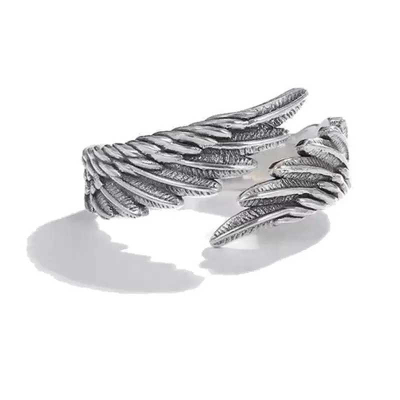Retro Silver Color Angel Demon Wing Couples Rings for Men Women Punk Hip Hop Open Adjustable Finger Rings Party Jewelry W250207