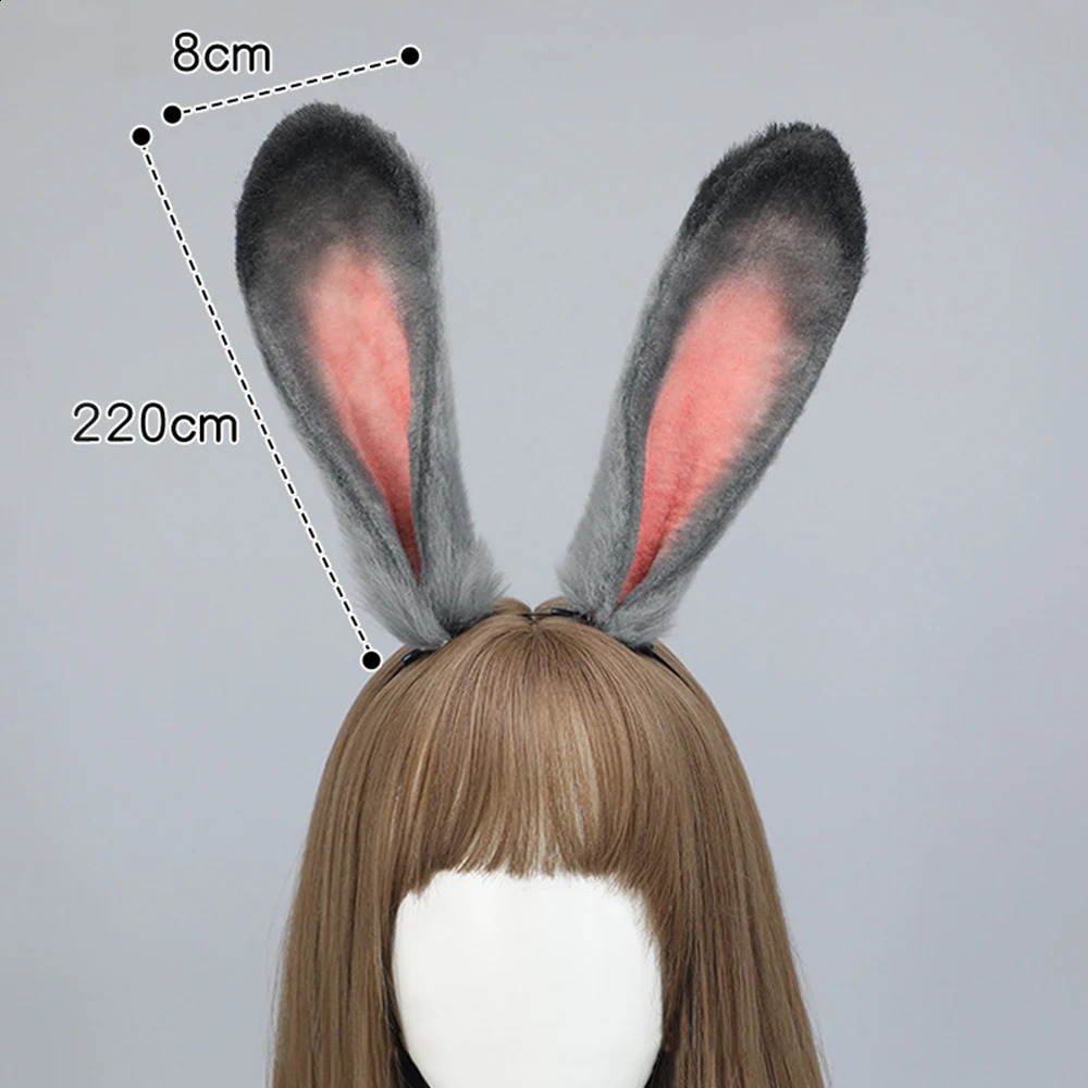 1PC Cute Bunny Ears Plush Hair Hoop Cosplay Rabbit Gray Bunny Ears Headband Pography Props Party Supplies Hair Accessories 250207