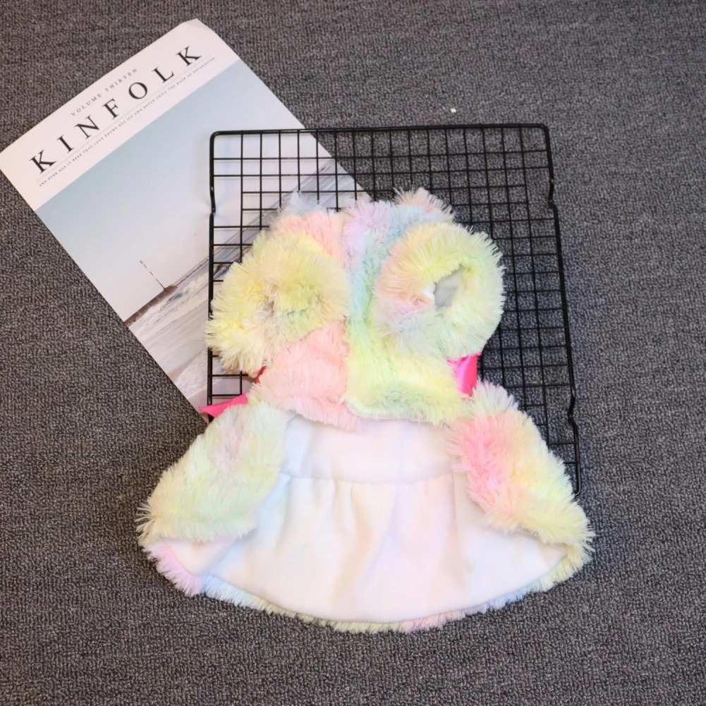 Winter Pet Clothes Elegant Fur Dress Warm Overcoat Small Dog Cat Clothes Bowknot Leopard Chihuahua Princess Party Dress 250206