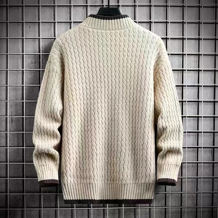 Winter Harajuku Sweater Men Casual O-Neck Pullovers High End Mens Striped Sweaters Male Thick Warm Pull Homme M-4XL 250206