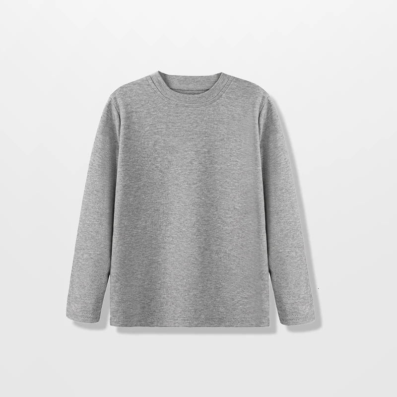 Youth Long-Sleeve T-Shirt 100% Cotton Solid Boys Girls Active T Shirts Essential Tops Undershirts Children Basic Tee 1-14 Yrs 250207