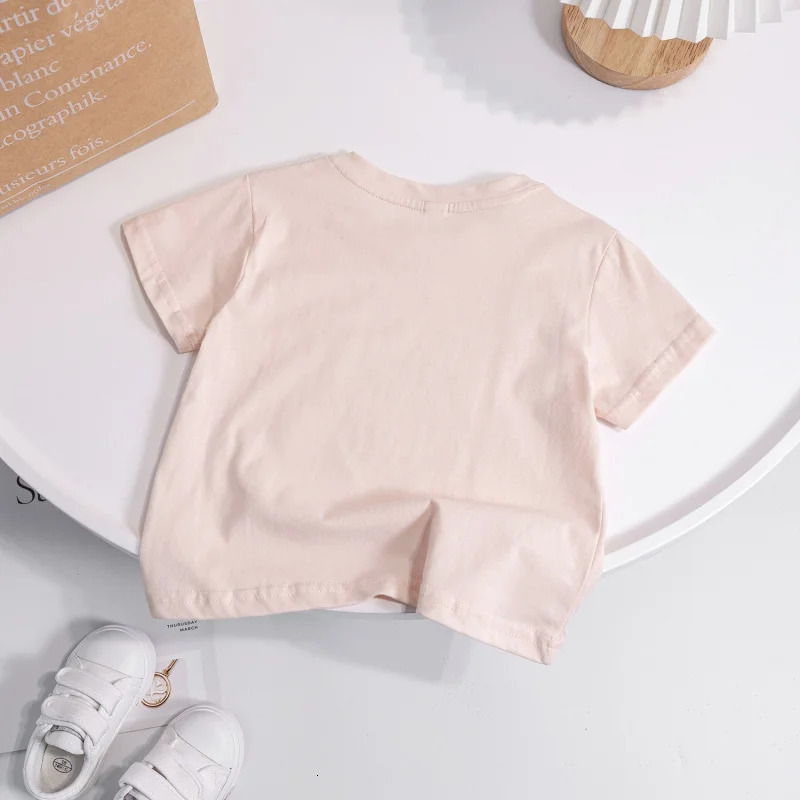 Summer Childrens Short Sleeve GirlsTT-shirt Simple Summer All-Match Baby Girl Half-Length Sleeve Cotton Bottoming Shirt 250207