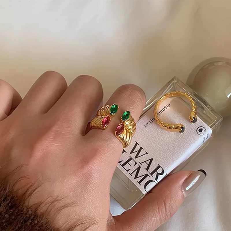Foxanry Non-fading Gold Color Engagement Rings for Women Couples Trendy Elegant Sparkling Zircons Wedding Bride Jewelry Gifts W250207