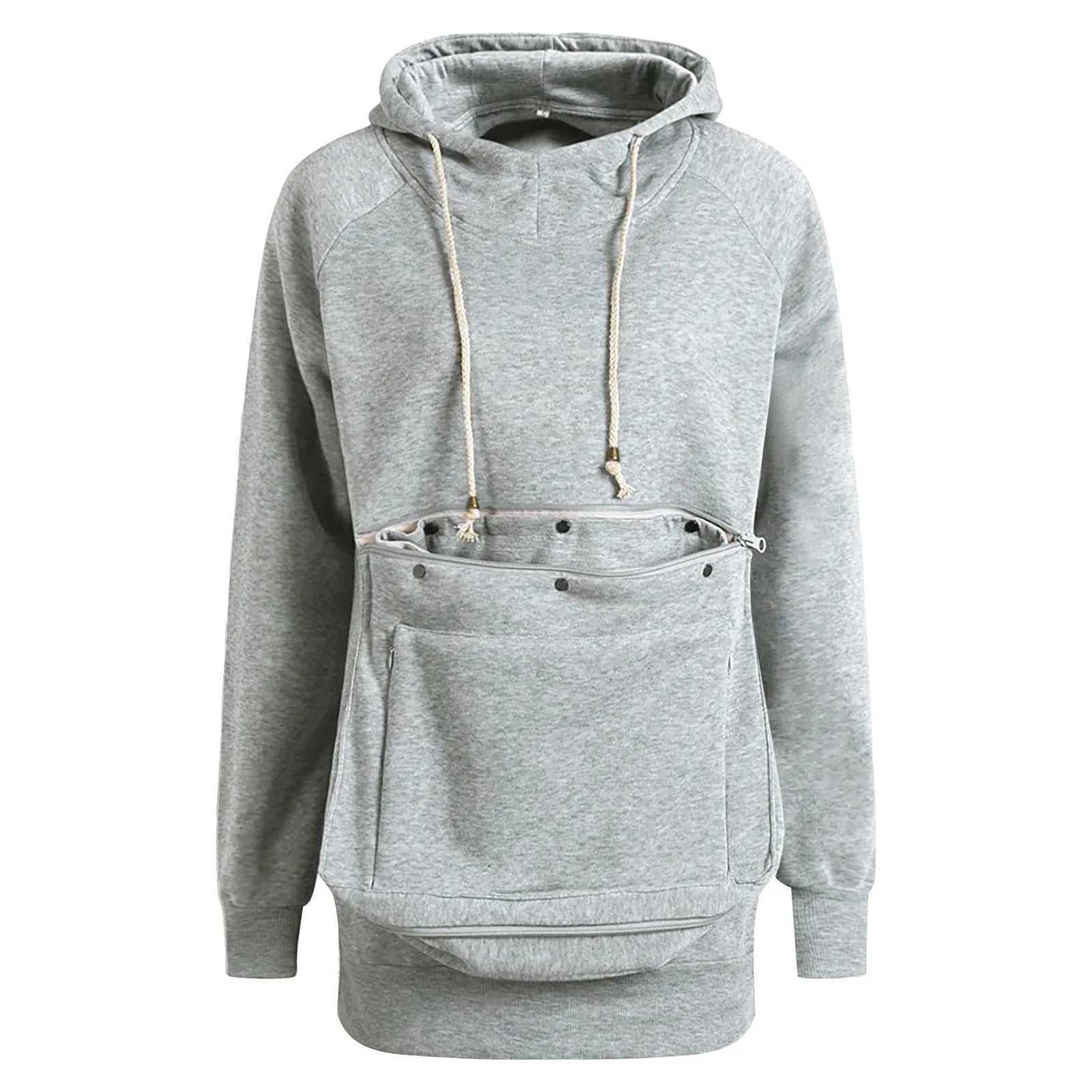 Women Pet Pouch Coat Sweatshirt Women Hoodie Long Sleeve Big Pocket Pullover Jacket Cat Puppy Body Suits Women Sweater W250207