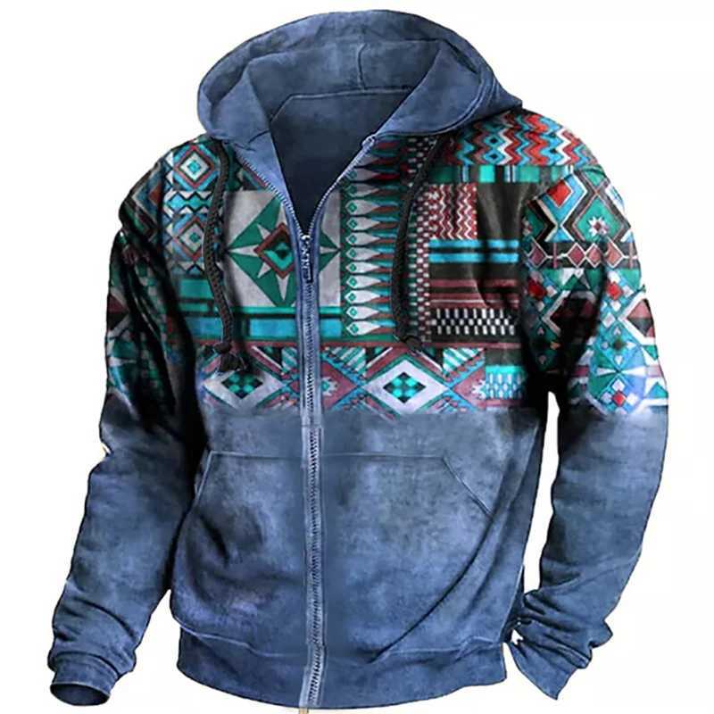Autumn Ethnic Style 3D Printed Hoodies Men Women Fashion Vintage Oversized Sweatshirts Zipper Hoodie Male Tracksuit Man Clothing W250207