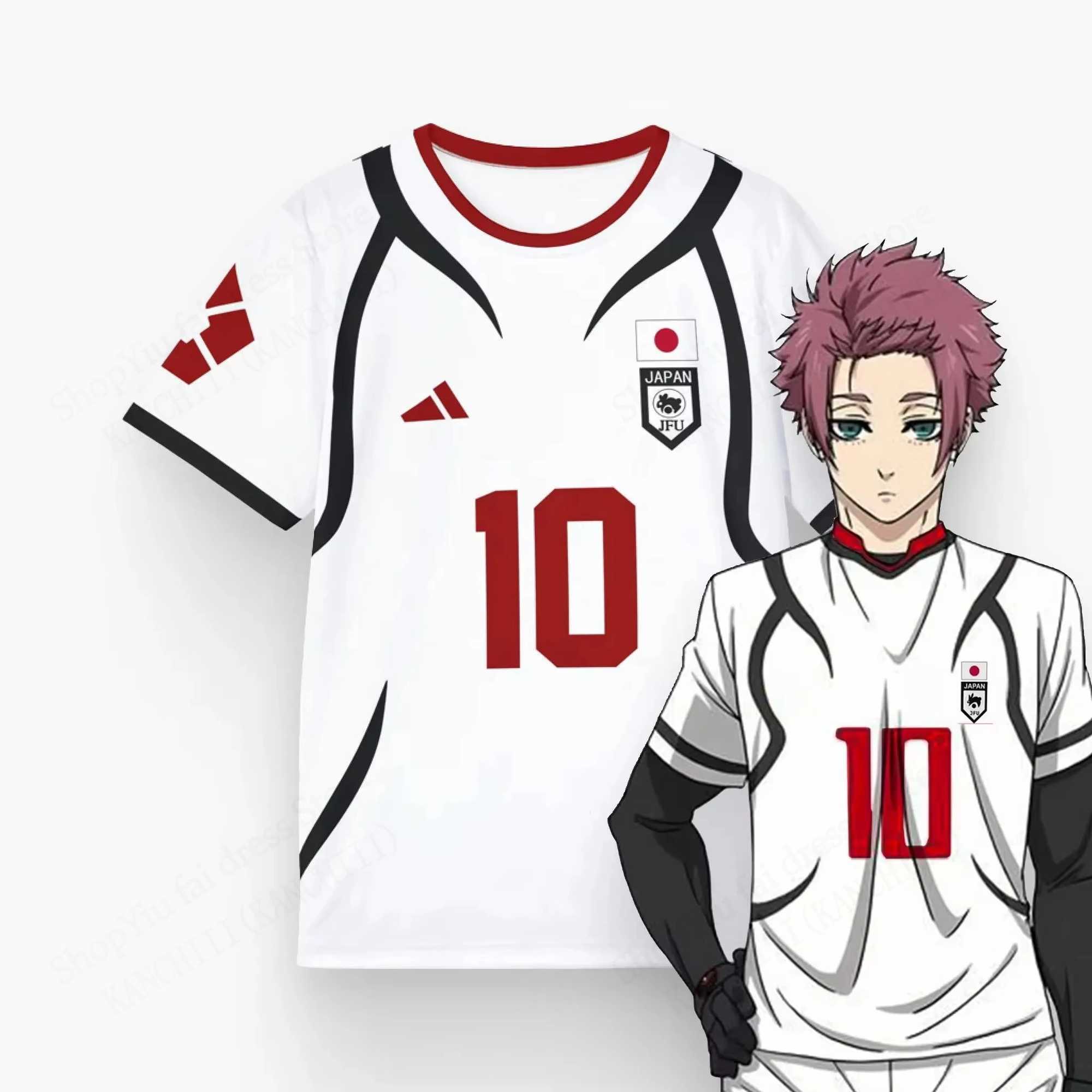 Men's T-Shirts Mens Anime Jersey Blue Lock Sae Itoshi Role Playing 3d Print T-shirt Men Women Fashion Oversized Short Sve T shirt Breathable z250