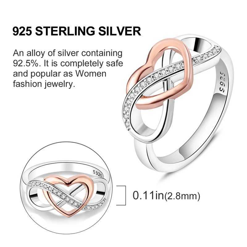 Beautiful 925 Sterling Silver Infinite Hollow Heart Coupled Double Pattern Ring For Womens Exquisite Jewelry W250207