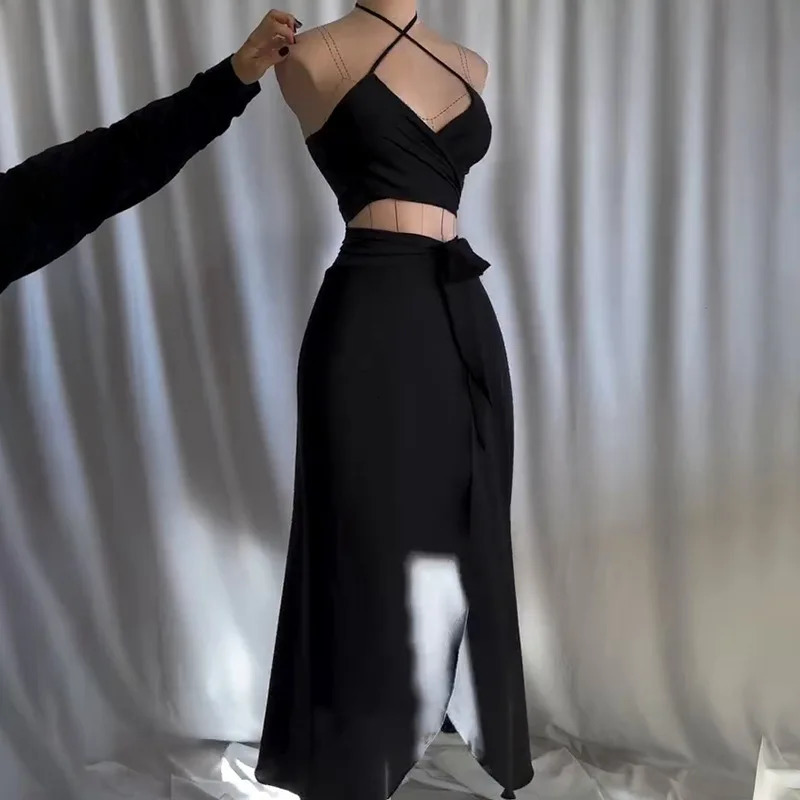 Elegant Leopard Long Dresses 2 Piece Sets Women Summer Holiday Sexy Bustier Crop Tops Maxi Skirts Suits Bohemian Beach Clubwear 250206