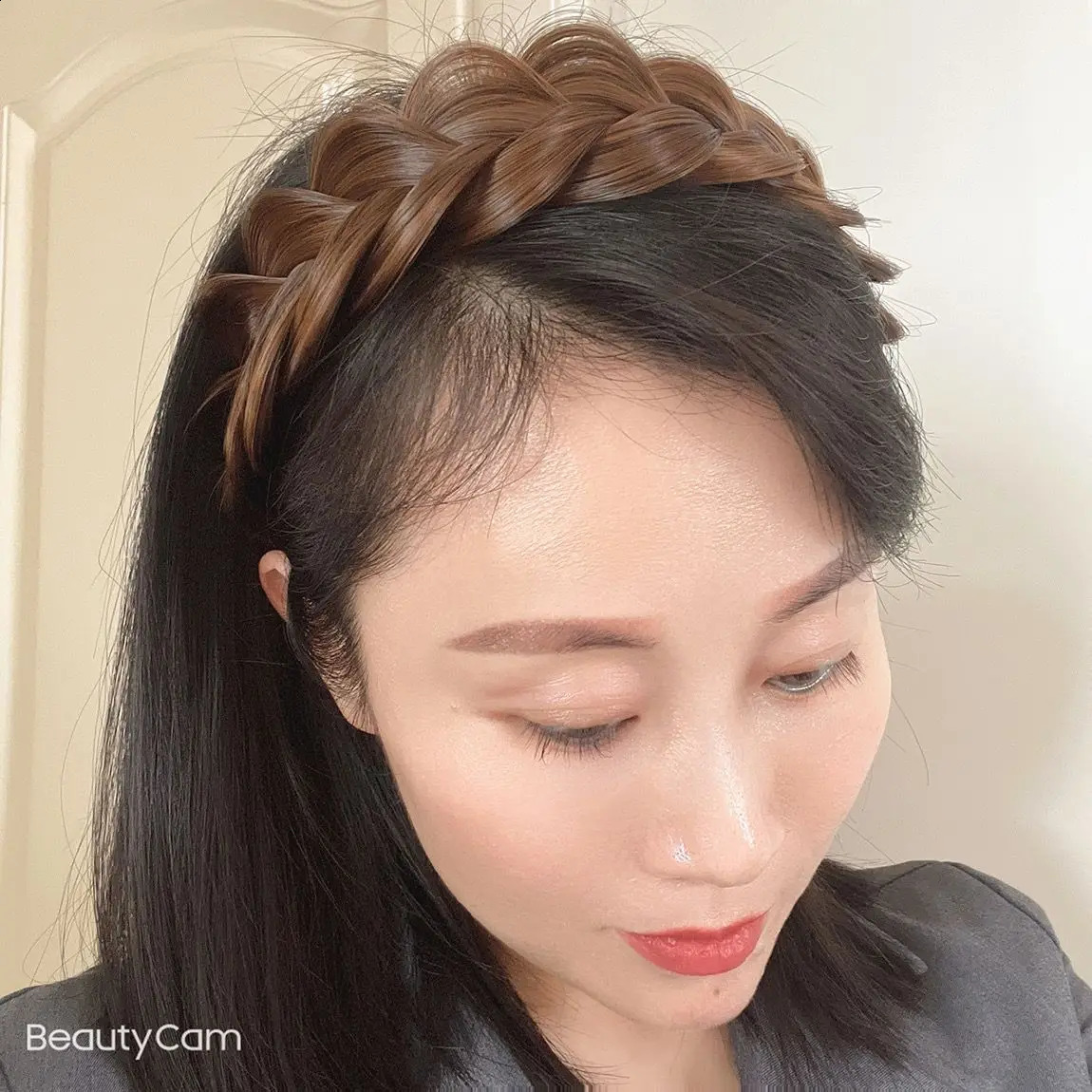 Granny Gray Widen Twist Braid Hairdbands Cover White Hair Up Invisible Seamless color Wig Headband Hairs Accessories For Women 250207