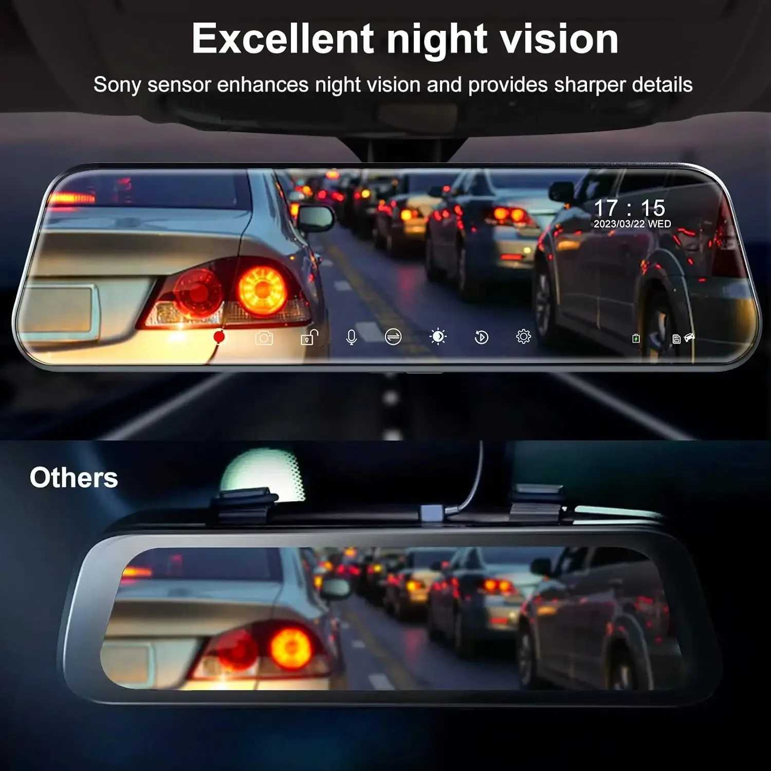 Car dvr 4K10 Touch Screen Rearview Dash Cam 4K Mirror Car Recorder Stream Media Car dvr Front Rear Dual Camera 24H Parking Monitor R250529