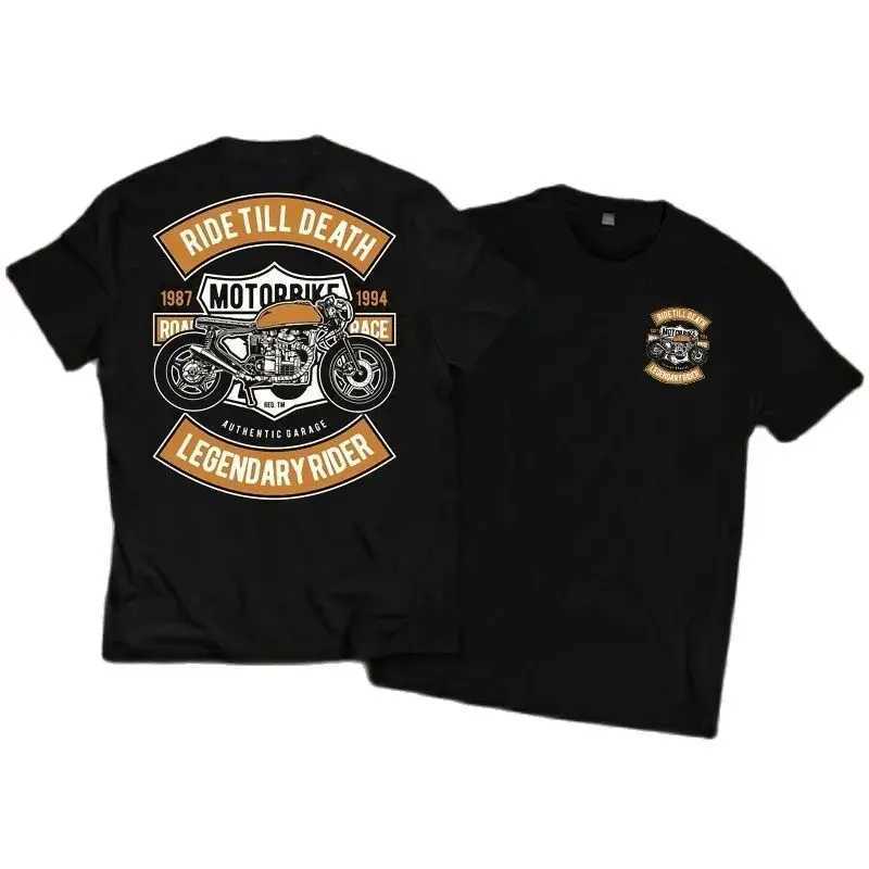 Men O-Neck Large-Sized Short Sleeved Pure Cotton T-Shirt Unisex Rock American Retro Harley Motorcycle Printed Loose Tops T-shirtT250207