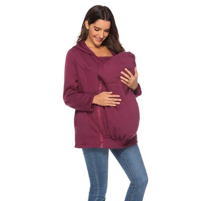 Pregnant Kangaroo Mom Hooded Jacket Baby Sweater Detachable Multi functional Postpartum Mom Outdoor Breastfeeding Coat W250207