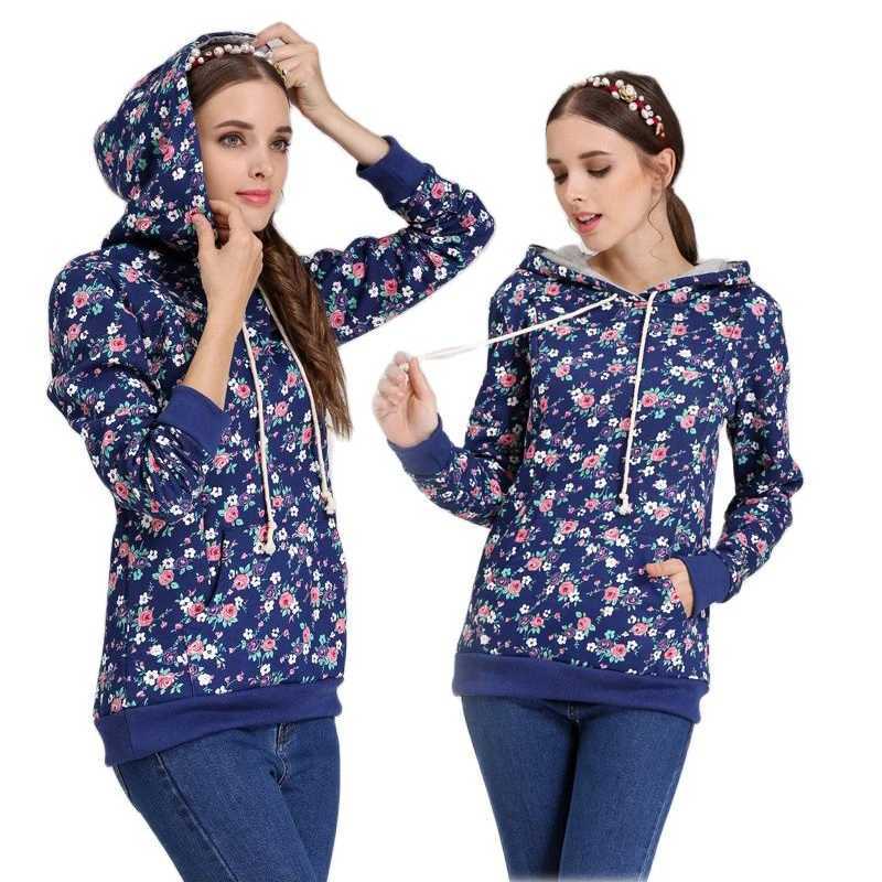 Emotion Moms 100% Cotton Winter Maternity Clothes T-shirt Breastfeeding Tops Maternity Hoodie Sweater For Pregnant Women W250207