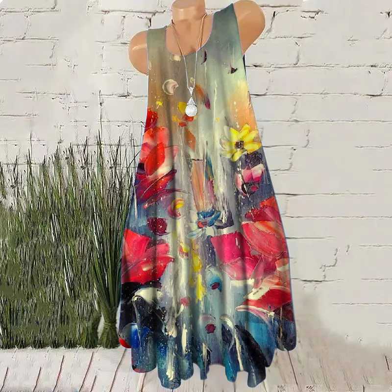 Hand-Painted 3D Print Women Fashion Mini Dresses Sveless Summer Loose Casual Short Dress Oversized Round-Neck Fe DressXJ2500207