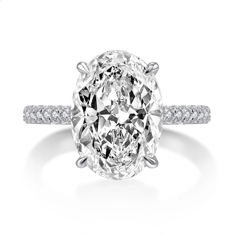 Solitaire Oval 4ct Lab Diamond cz Ring 100% Original 925 sterling silver Engagement Wedding band Rings for Women Bridal Jewelry 250121