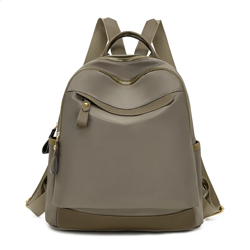 Oxford Zipper Backpack Solid Color Casual Soft Handle Sewing Thread ner Student Schoolbags 250206