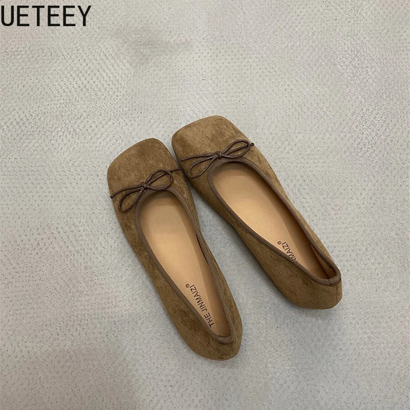 er Spring Square Toe Women Mary Jane Shoes Fashion Butterfly-knot Shoes Concise Soft Sole Dress Street Style Shoes 250206