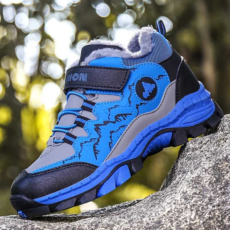 Winter Hiking Shoes for Kids Non-Slip Outdoor Shoes Children Warm Ankle Boots Mountaineering Trekking Climbing Sports Shoes Boys W250207