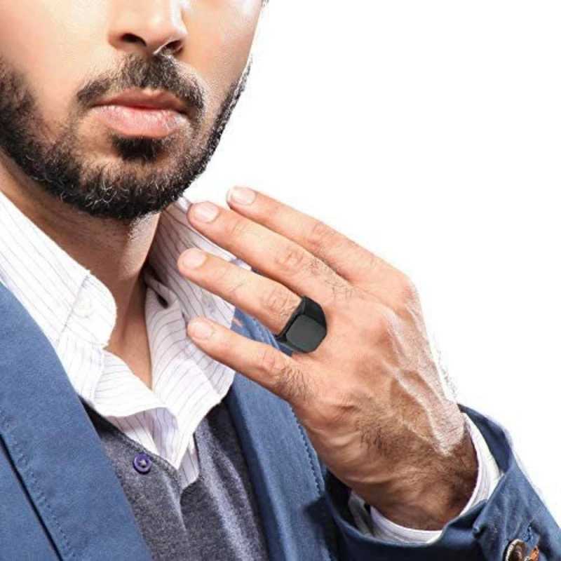 HNSP Stainless Steel Square Power Ring For Men 14MM Wide Male Finger Jewelry Accessories Gold Black Silver Color W250207