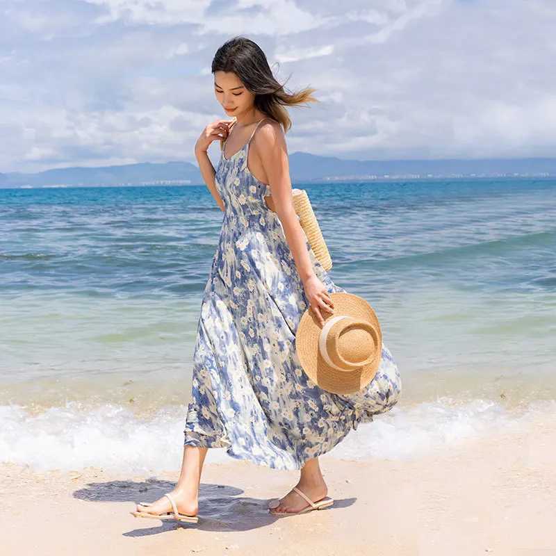 Summer Family Beach Clothing Vacation Watching Mom Dad Childrens Clothing Matching Shirts Mom Daughter Dresses W250207