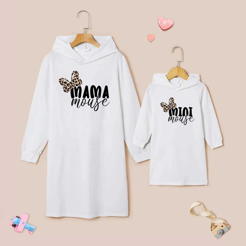 Mother kids Family Look Mom and Daughter Dress Leopard Letter Print Mini Dress For Mommy and Daughter Family Matching Clothes W250207