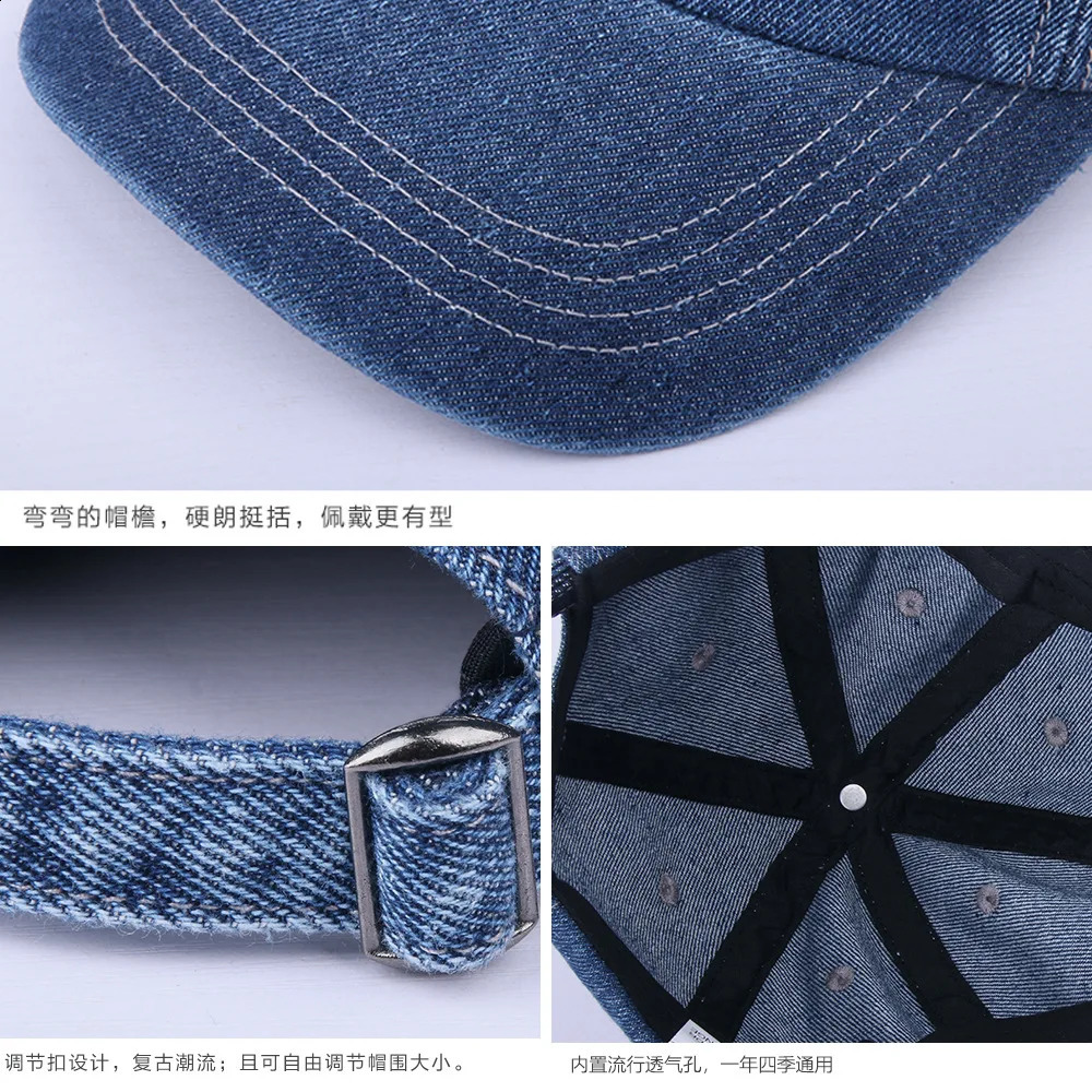 Solid Denim Baseball Cap Hats Men Women Wash Cow Hats Bone Summer Autumn Hip Hop Jeans Cap Casquette Gorras 250206