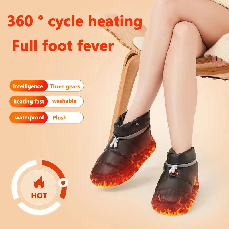Heated Slippers Men women Non-SlipHeating Thermal shoes with 5000mAhRechargeable Battery keep Feet warmfor Wwomen office Home 250120