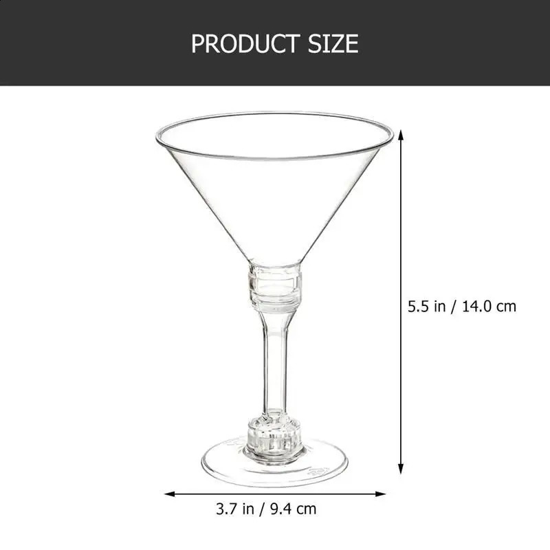 20Pcs Transparent Decorative Cups Clear Plastic Martini Glasses Disposable Whiskey Cocktail for Party Bars 250206