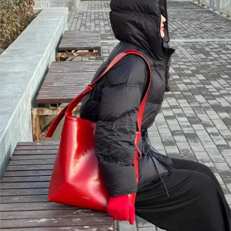JIAERDI Vintage Red Tote Bag Purse Wen High Street Leather Large Capacity Casual Crossbody Bags Fem Messenger Bag Y2k B250618