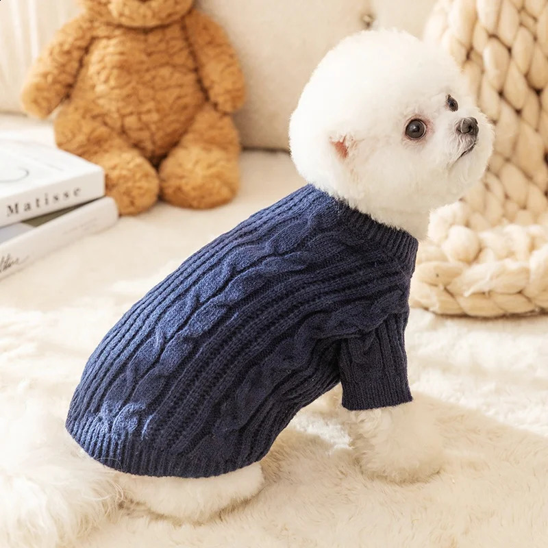 Winter Dog Knitted Sweater Fashion Solid Dog Clothes Warm Puppy Pullovers Cute Cat Turtleneck Pet Sweater Bichon Frise Clothes 250206