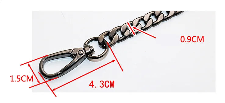 Aluminum chain strap silver gold black large metal chain 0.9cm er handbag bag purse replacement Accessories Hardware 9mm 250206