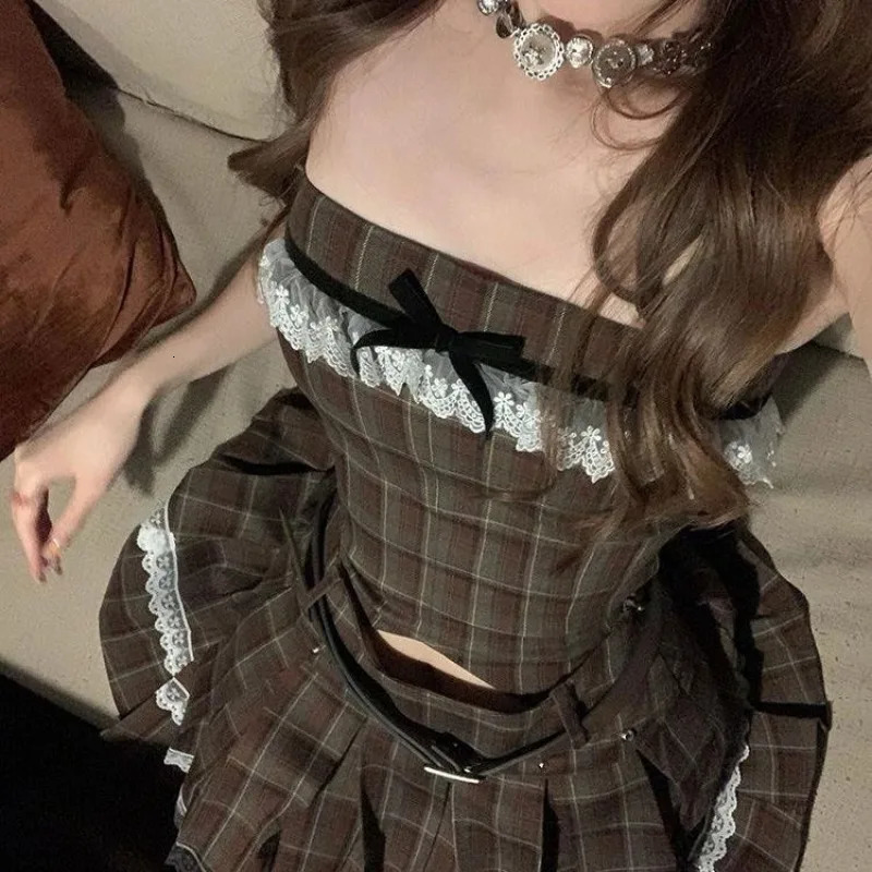 Mini Sexy Short Woman Outfit Mature Slim Fit Pleated Skirt 2 Pieces Sets for Women Night Club The Function of Matching Full 250206