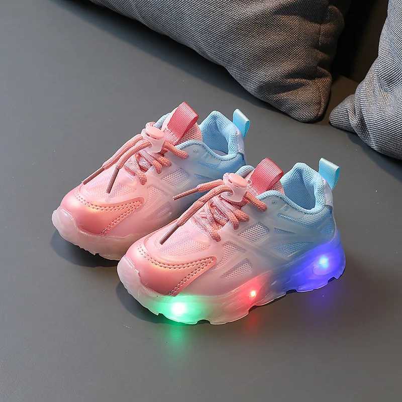 Kids Breathable Glowing Light Shoes Girls Shining Light Sports Sneakers Kids LED Sneakers Childrens Light-emitting Sports ShoesXJ250207