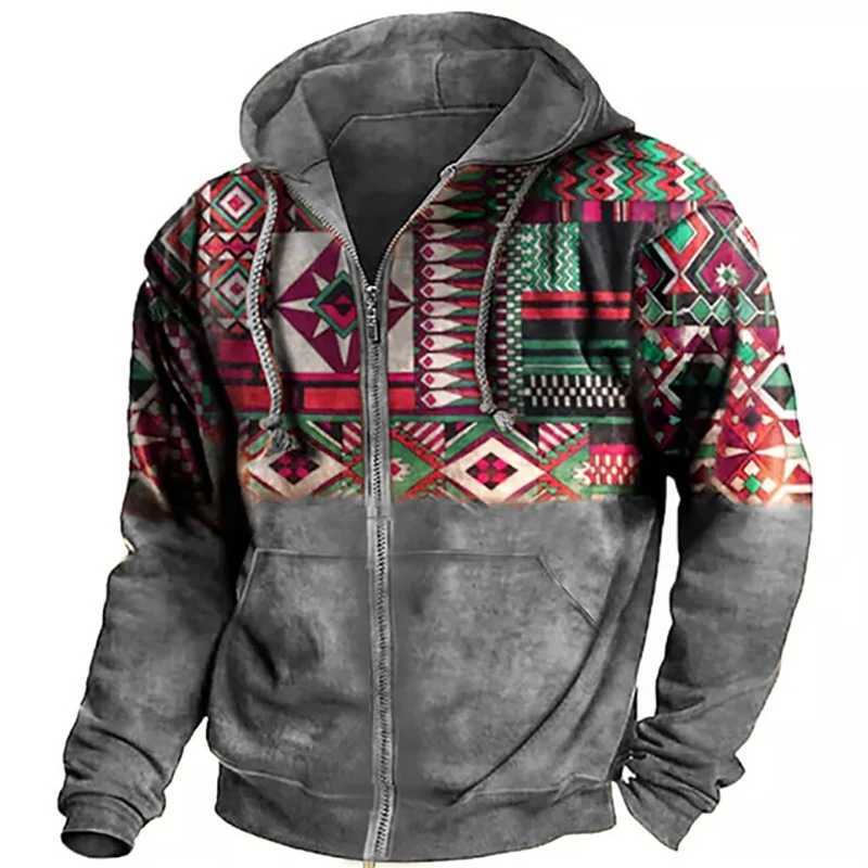 Autumn Ethnic Style 3D Printed Hoodies Men Women Fashion Vintage Oversized Sweatshirts Zipper Hoodie Male Tracksuit Man Clothing W250207