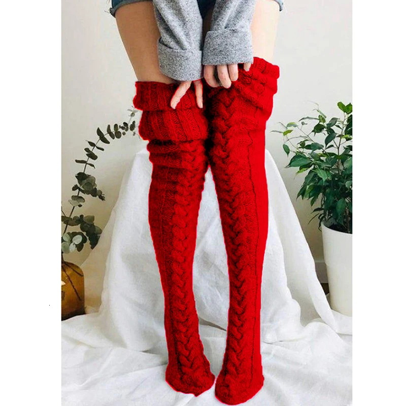 Cute Long Socks Lolita Leg Warmer Knitted Woollen Foot Warmer Stockings Autumn Winter Woman Knee-High Socks Leisure Loose Socks 250121