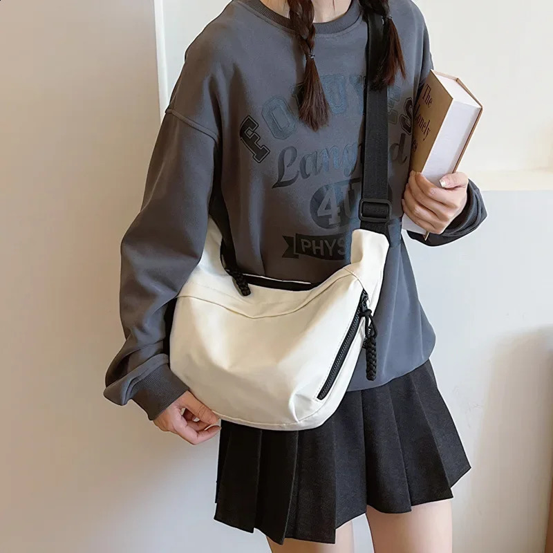 Nylon Hobos Crossbody Bags Solid Casual Zipper Womens Bags Fashion High Capacity Solid Color Single Shoulder Bag 250122