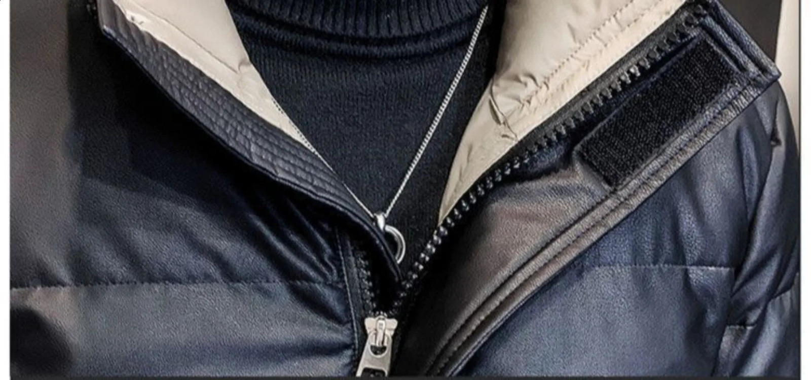 Winter Down Jackets Men PU Leather Jacket Bomber Coat Windproof Waterproof Motorcycle Clothing Outerwears 250109Z