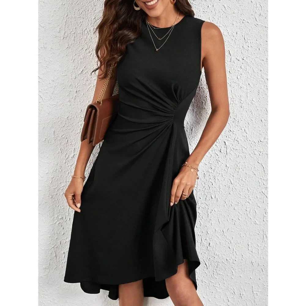 Womens Summer Sveless Ruched Waist Flowy A Line High Low Midi Cocktail Party DressXJ2500207