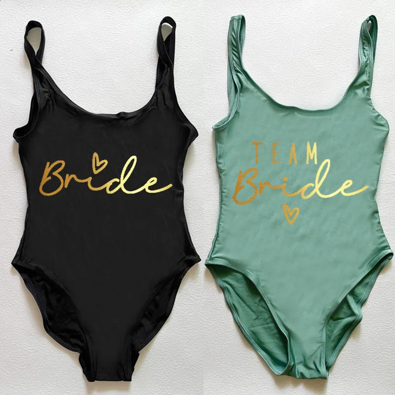 S3XL OnePiece Swimsuit Women Team Bride Summer Swimwear Higt Cut Low Back Bathing Suit Bachelor Party Swimming Suit Beachwear 250121