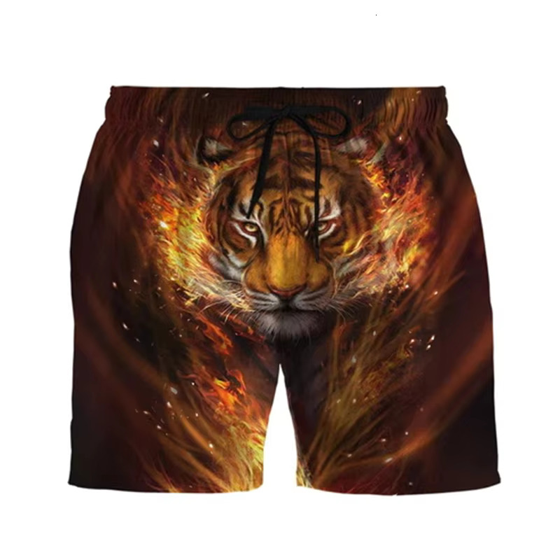 Summer Men's 3D Printing Fashionable Cool Tiger Pattern Surfboard Hawaiian Shorts Casual Men's Beach Shorts Men's Street Wear Swimming 