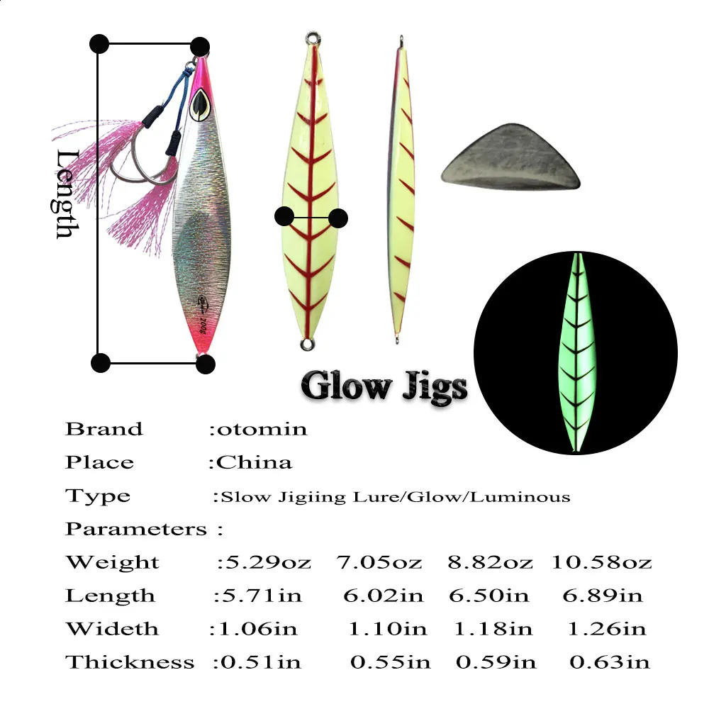 1PC Slow Pitch Jig Falling Sinking Metal Jigging Pesca Glow Jigs 80g100g Luminous Lure Fishing Angler Bait 250207