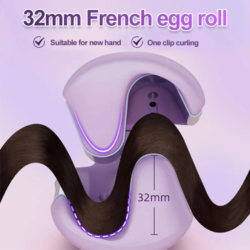 32mm French egg roll curling iron wavy wool curling splint negative ion water ripple large curl 250206