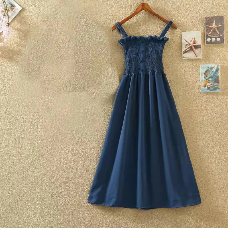 2025 Summer Pregnant Women Dress High Waist Fashion Strap Pregnancy Sleeveless Maternity Solid Color Chiffon 250114
