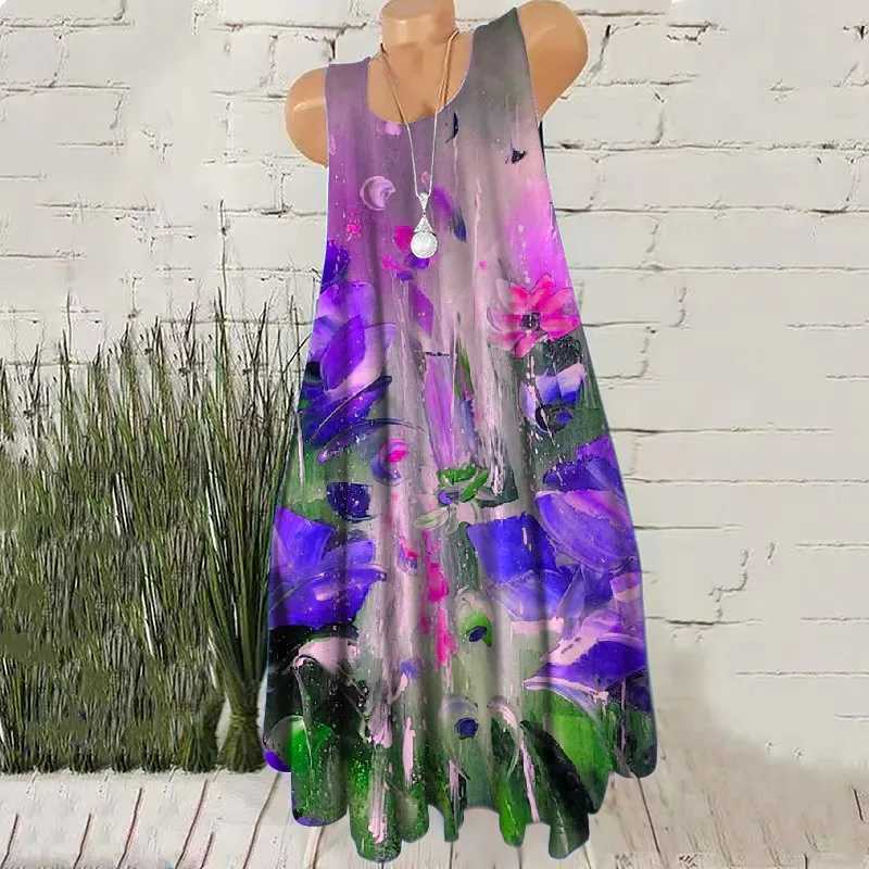Hand-Painted 3D Print Women Fashion Mini Dresses Sveless Summer Loose Casual Short Dress Oversized Round-Neck Fe DressXJ2500207
